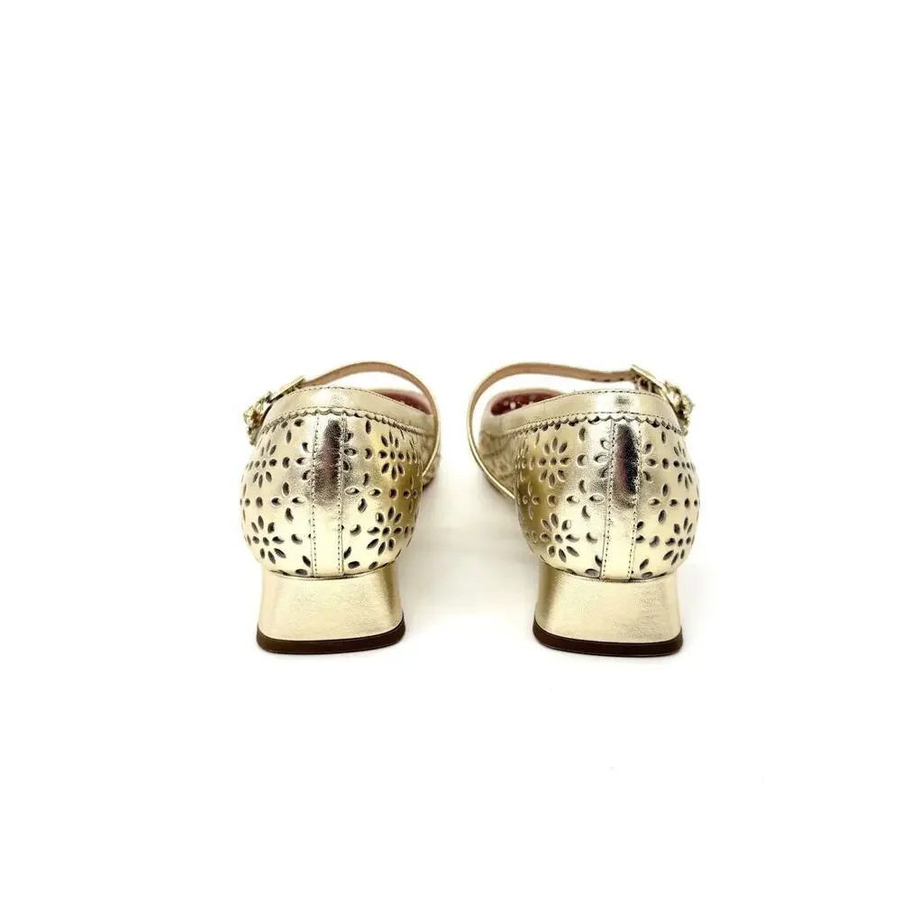 NIB Roger Vivier Tres Vivier 25 Pumps EU 37 US 7 Gold Leather Mary Jane $1,695